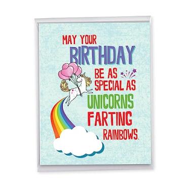 Imagem de NobleWorks - Unicórnios e arco-íris - Cartão de aniversário engraçado de animal mágico com envelope (grande 21 x 28 cm) J6892BDG