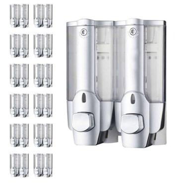 Imagem de Dispenser Duplo Banheiro Kit 12 Unidades Sabonete Liquido Alcool Gel Shampoo Banheiro Restaurante Hotel Resistente Multiuso