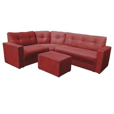 Imagem de Sofá de canto com chaise - 6 lugares - encosto fixo - Vermelho