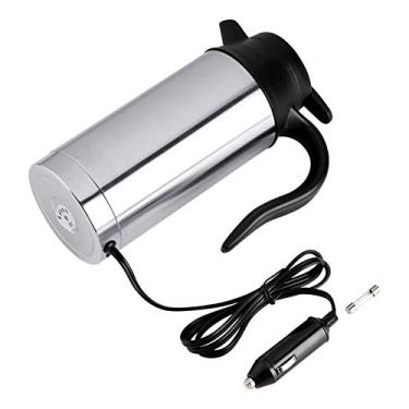 Imagem de Chaleira elétrica portátil de aço inoxidável, garrafa elétrica de carro DC 12V, caneca de café de carro com carregador de cigarro, caneca de carro com isolamento elétrico em aço inoxidável