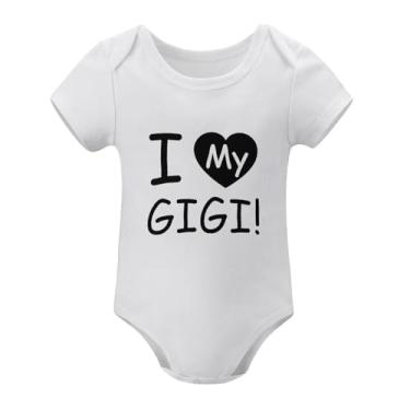 Imagem de SHUYINICE Macacão infantil engraçado para meninos e meninas macacão premium para recém-nascidos I Love My Gigi Baby Onesie, Branco, 6-9 Months