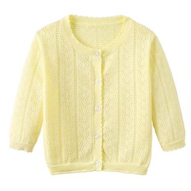 Imagem de Casaco cardigã de manga comprida para bebês meninos e meninas, casaco de malha, casaco de malha, roupas quentes de inverno, Amarelo, 18-24 Meses
