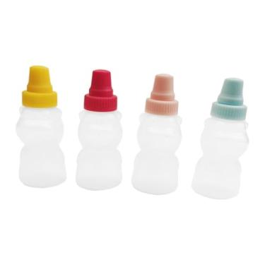 Imagem de Generic 4x garrafas de aperto de condimento mel mostarda espremer garrafas mini garrafas de ketchup para xarope molho quente condimentos xarope de bordo