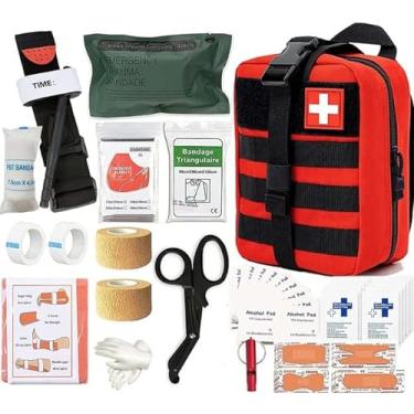 Imagem de Kit Médico Mini Kit de Primeiros Socorros - Táticas Kit de Primeiros Socorros Sobrevivência Camping Equipamento de Sobrevivência Molle Trauma Mochila Torniquete Bandagem (Cor: Vermelho)