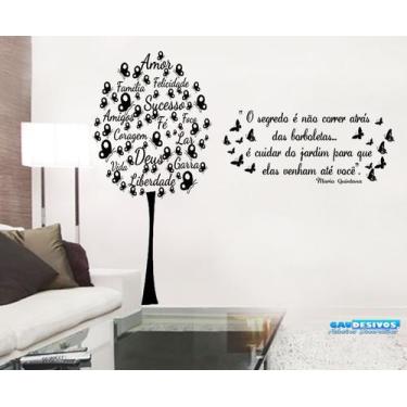 Imagem de Adesivo Decorativo De Parede Combo Árvore De Borboleta Com Frases Gran