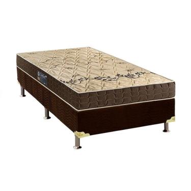 Imagem de  Cama Box Solteiro: Colchão Espuma Anjos D28 Confort + Base CRC Suede Brown(88x188)