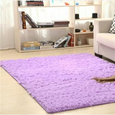 Imagem de Tapetes de área ultra macios quadrados tapetes macios para o quarto sala de estar tapete desgrenhado decoração de casa, luz, roxo, 60x160cm