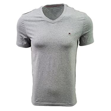 Imagem de Tommy Hilfiger Camiseta masculina slim fit gola V, Cinza, G
