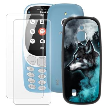 Imagem de MILEGOO Capa Nokia 3310 4G + 2 peças protetoras de tela de vidro temperado, capa de silicone TPU macio à prova de choque ultrafina para Nokia 3310 4G (2,4 polegadas)