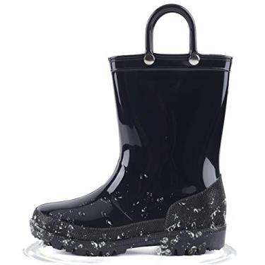 Imagem de Botas de chuva infantis adoráveis e leves da HugRain, Preto, 13 Little Kid