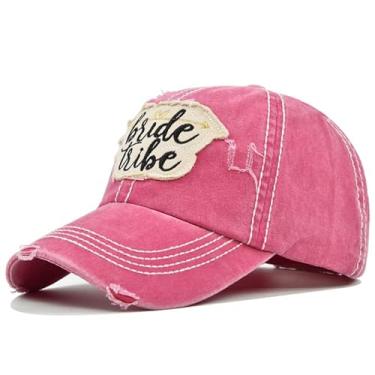 Imagem de Boné bordado de beisebol dourado com fio de noiva bordado tribo boné de beisebol lavado chapéu combinando com tudo, rosa, Tamanho Único