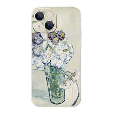 Imagem de MURLEBAY Capa de telefone para iPhone 14 Plus, vidro com cravos por Van Gogh Vintage Flower iPhone 14 Plus, capa de telefone fina e macia de TPU para iPhone 14 Plus (6,7 polegadas)