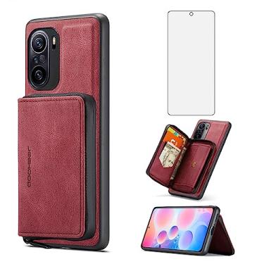 Imagem de Capa de telefone para Xiaomi Poco F3/Mi 11i/Mi 11X/Mi11X Pro Capa carteira com protetor de tela de vidro temperado e suporte para cartão de crédito com zíper para celular Redmi K40 5G/K40Pro/40K Pro+