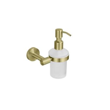 Imagem de Kit de hardware de ouro escovado montagem na parede barra de toalha de mão rack suporte de papel higiênico robe gancho copo cabide acessórios do banheiro conjunto, dispensador de sabão