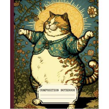 Imagem de Caderno de composição: Design de capa de gato Chonky Cha Cha Cha Estética Vintage