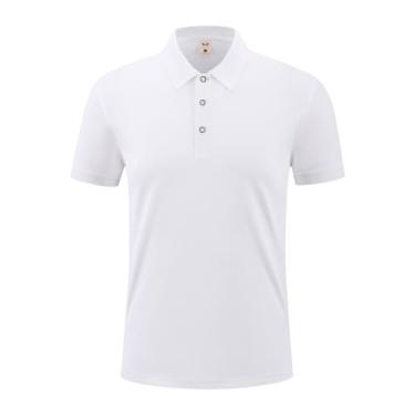 Imagem de Legou Camisa polo masculina de lapela contrastante pulôver manga curta roupas de trabalho ao ar livre camisetas casuais, Branco, GG