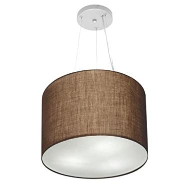 Imagem de Lustre Pendente Cilíndrico Cúpula Tecido 40x30 cm, Vivare Iluminação, Pendente4183 LC, Café, Médio