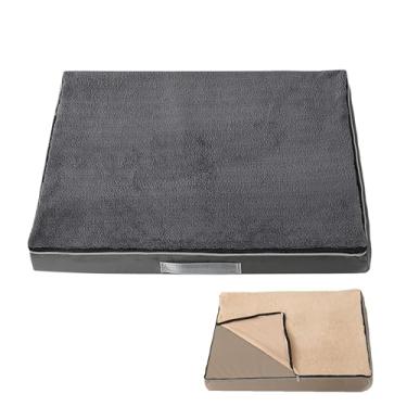 Imagem de Cama para cachorro média à prova d'água, cama ortopédica para cachorro com suporte de espuma para caixa de ovo e fundo antiderrapante, tapete lavável, cama para cachorro(Gray,39x29")