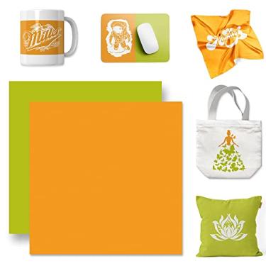 Imagem de WOWOCUT Papel de sublimação, laranja e verde cor sólida papel de transferência de calor pacote com 2 pacotes, folha de sublimação de 30,5 x 30,5 cm para camiseta faça você mesmo para meninas, canecas,