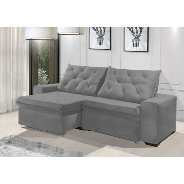 Imagem de Sofá Retrátil e Reclinável 2.10m ESTILO ESTOFADOS - EUROPA com SoftGel D33 Velupluma "Prata"