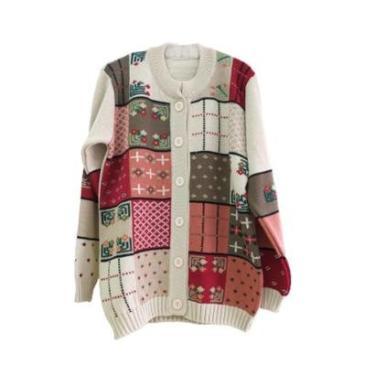 Imagem de Blusa De Frio Feminina Plus Size Tricot Bordada A Mão Grossa-Feminino