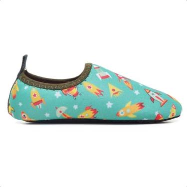 Imagem de Sapatilha Infantis Aquática Antiderrapantes, Macias, Calce Fácil para Praia, Piscina, Natação, Surf, Barco, Pesca, Camping, Caminhada, Neoprene (Foguete Verde, BR, Criança de 4 a 8 anos, Faixa Numérico, 29, 30)