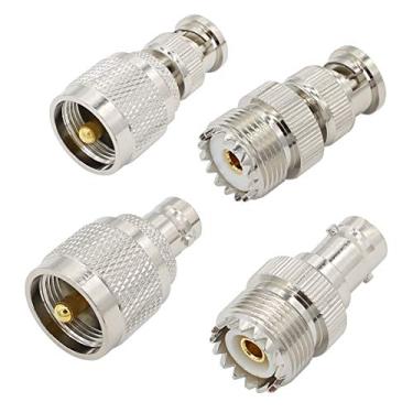 Imagem de exgoofit Adaptador PL259 para BNC macho fêmea 4 tipo RF conector kit coaxial BNC UHF adaptador de rádio para antenas, rádios de dispositivos LAN sem fio