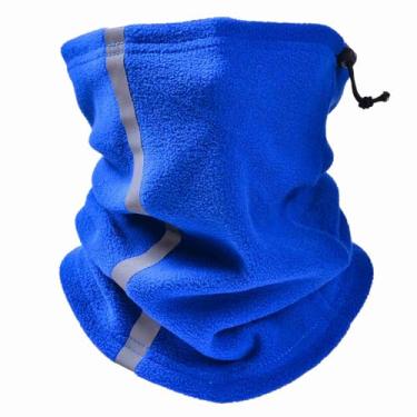 Imagem de Aquecedor de Pescoço de Inverno, Polaina de Pescoço de Inverno de lã de Poliéster Com Faixa Reflexiva para Ciclismo, Caminhada, Esqui, Snowboard (Azul)
