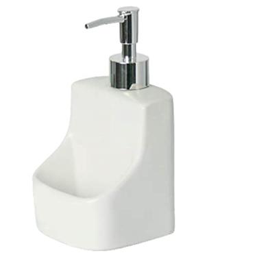 Imagem de Casa de campo Dispensador de sabão de cerâmica de uso duplo, 390ml/13.2oz, garrafas líquidas recarregáveis ​​com bomba de metal, bancadas, saboneteira versátil Garrafa com bomba