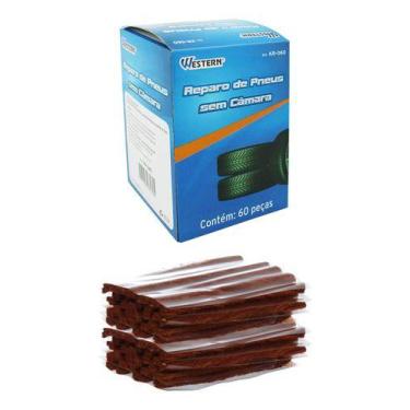 Imagem de Kit Refil P/ Pneu Carro Moto Remendo Macarrão 60 Consertos - Western