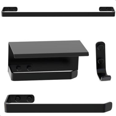 Imagem de Kit De Acessórios Para Banheiro Preto 4 Itens Maxx - SteelDecor
