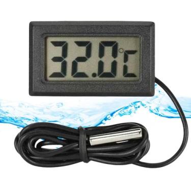 Imagem de Termômetro Digital Simples LCD Cabo 1 metro e Certificado de Calibraçã