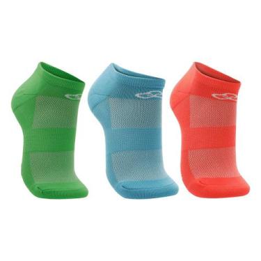 Imagem de Meia Olympikus Cano Invisível Neon Pacote c/ 3 pares Masculina, Verde,