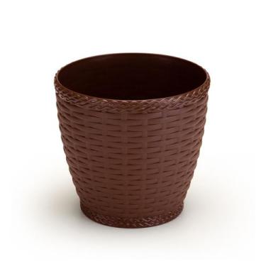 Imagem de Vaso Rattan Cachepo Redondo M3 Kit Com 10 Mini Suculenta Violeta - Ate