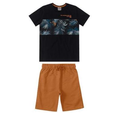 Imagem de Conjunto Infantil Camiseta Bermuda 85377 - Malwee Carinhoso, Preto, 16