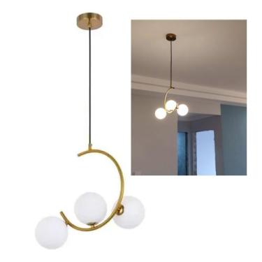 Imagem de Luminaria Lustre Meia Lua Pendente Decoraçao Luxo Sala Quarto Cozinha 