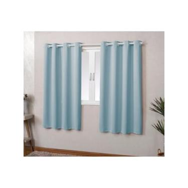 Imagem de Cortina Tecido para Janela Blindex Corta Luz 2,20 X 1,30 Blackout Oferta Indicado para Varão até 1,80m (Azul)