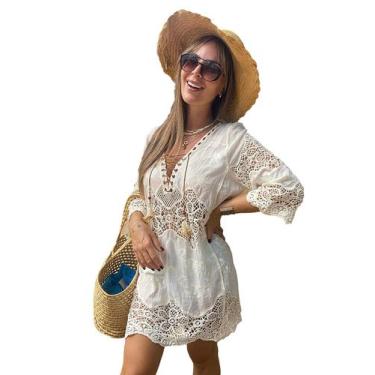 Imagem de Moda Praia Feminina Chemise /Saida de Praia Chic Boho Elegante /Veesti