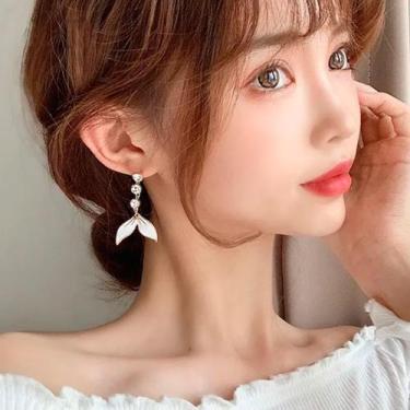 Imagem de Brinco Feminino Calda Sereia Festa Delicado Strass Resina - anjo da ma