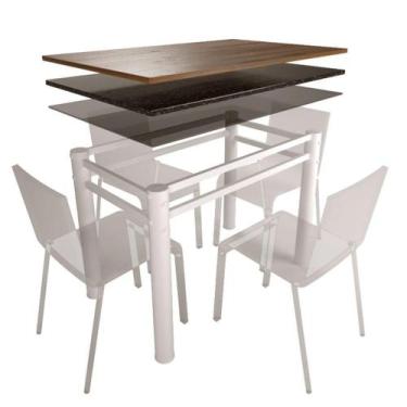 Imagem de Base Retangular Branca Para Mesa Jantar Vidro Pedra Madeira 1.20mt - M