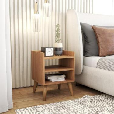 Imagem de Mesa de Cabeceira Retrô Pés Palito de Madeira Mesinha Lateral Várias C
