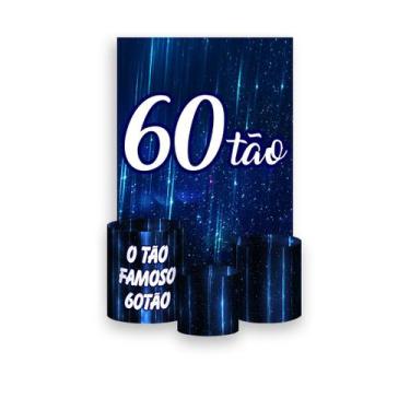 Imagem de Painel De Festa Vertical 1,50 x 2,20 + Trio De Capas Cilindro - 60 Ano