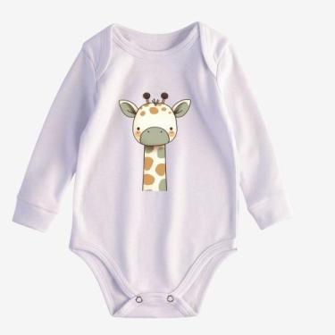 Imagem de Body Infantil Girafa Manga Comprida Algodão P ao GG - Bliss, Branco, R