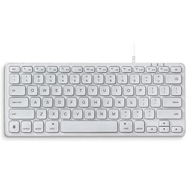 Imagem de Perixx Teclado de tesoura PERIBOARD-332MW com fio retroiluminado – Compatível com Mac OS X e dispositivos iOS – Mini 11,22 x 4,57 x 0,83 polegadas – Teclas de tesoura com fonte grande – retroiluminado branco