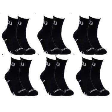 Imagem de Kit 6 Meias Cano Alto Masculina Adulto Preta