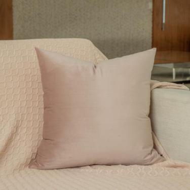 Imagem de Almofada em Veludo Rosé Quadrada - Cazachic, Completa
