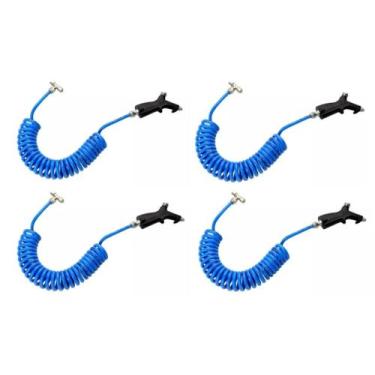 Imagem de 4 Pistola De Ar Botão Mangueira Cabine Caminhão Azul - TOP-AR