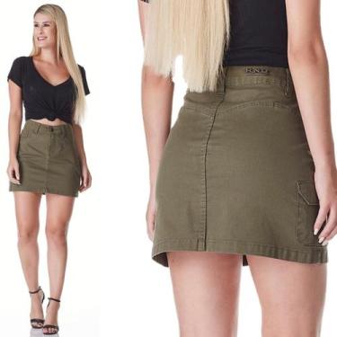 Imagem de Saia Curta Feminina HNO Jeans Mini Saia Verde, 42