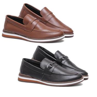 Imagem de Kit 2 Pares Sapato Mocassim Masculino Leve Macio Casual Confortavel To