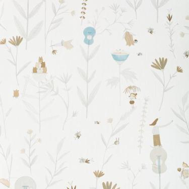 Imagem de Papel de Parede Bege Flora/Violão - Rolo com 9,50 Metros  Decoração de